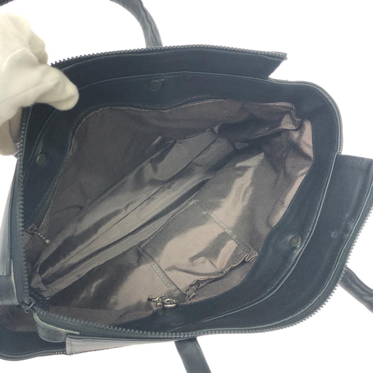 No-brand tote bag, Inden-style leather, black, for ladies 6