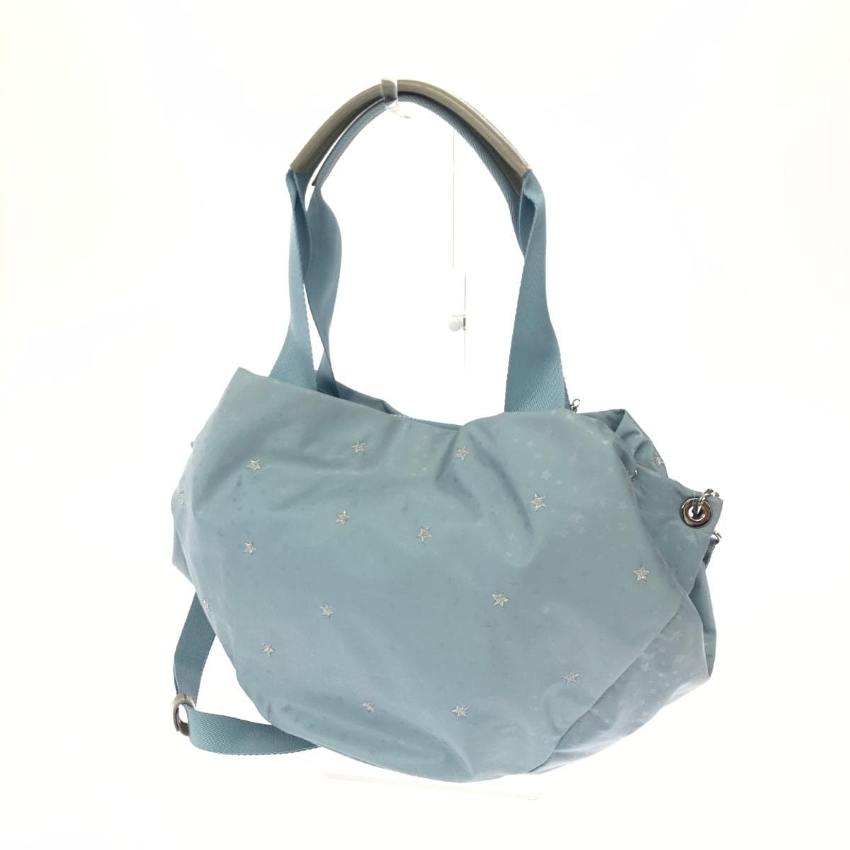 ANNA SUI 2WAY Tote Bag Tassel Star Embroidery Nylon Light Blue Ladies 3