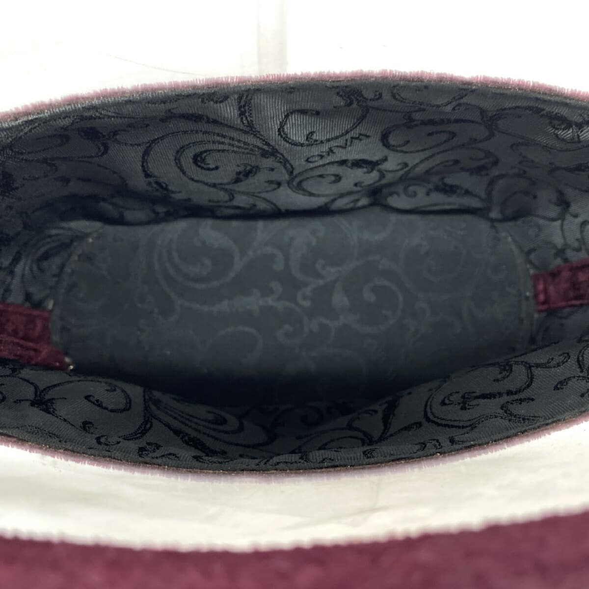 WAKO Ginza Wako Handbag with Plastic Handle / Velour-like Burgundy for Women 5