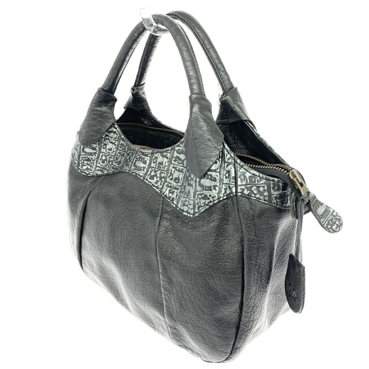 IBIZA Ibiza Tote Bag Good Condition Zodiac Signs / Embossed / Leather Black Ladies 3