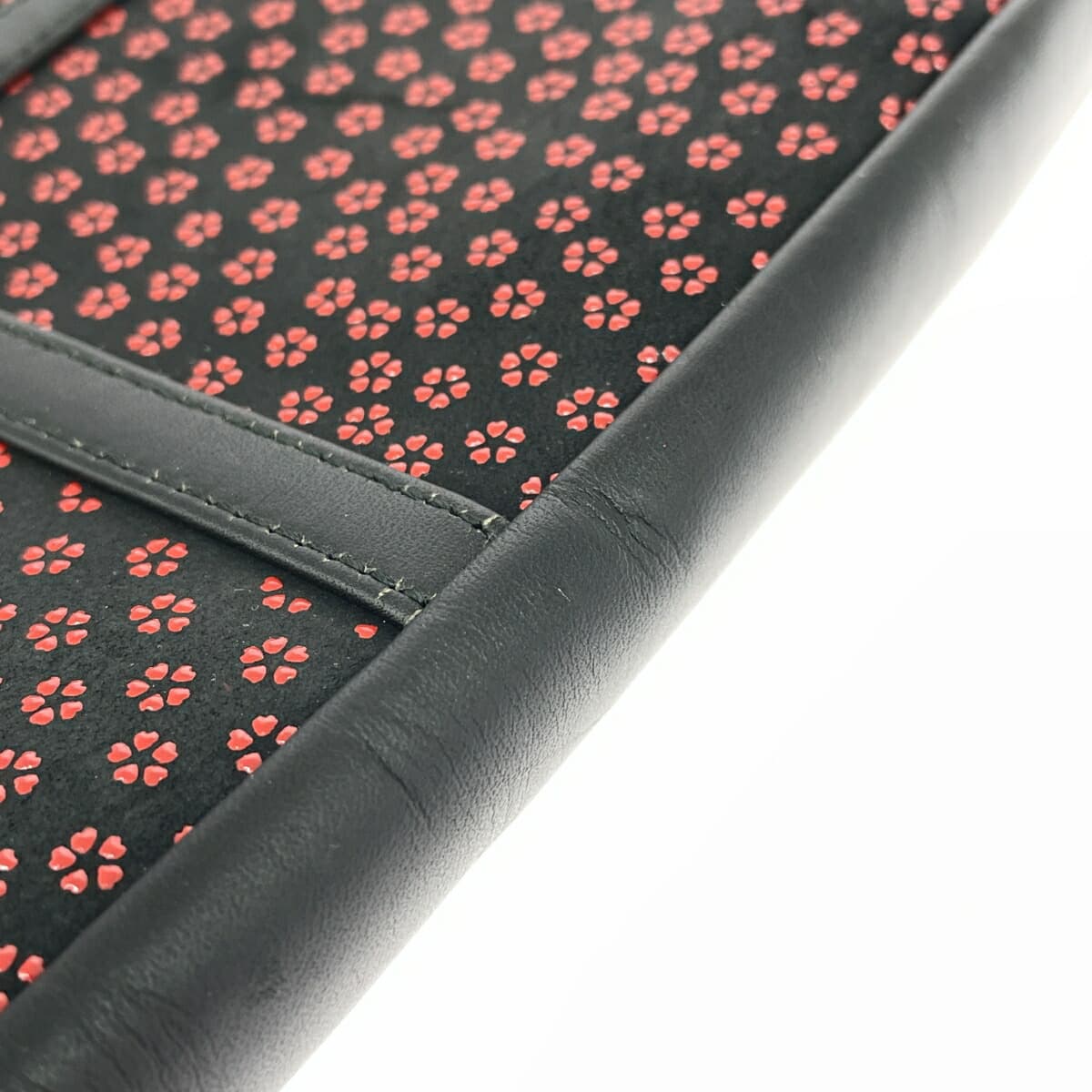 Inden-ya Small Handbag, Small Cherry Blossom Pattern / Black Ground Deer Leather with Red Lacquer, Ladies 7