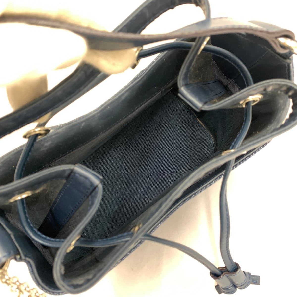 Ginza Kanematsu 2WAY Bag Good Condition Denim × Vinyl Drawstring Type Blue Women's 7