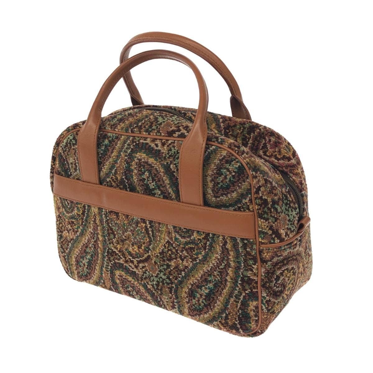 Enjeau handbag in good condition, paisley pattern / chenille weave, brown, ladies 3