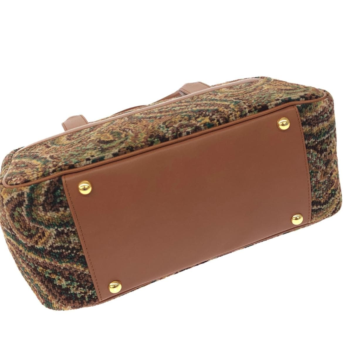 Enjeau handbag in good condition, paisley pattern / chenille weave, brown, ladies 4