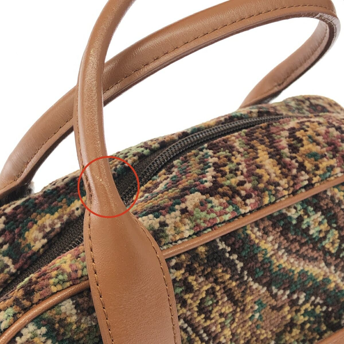 Enjeau handbag in good condition, paisley pattern / chenille weave, brown, ladies 5