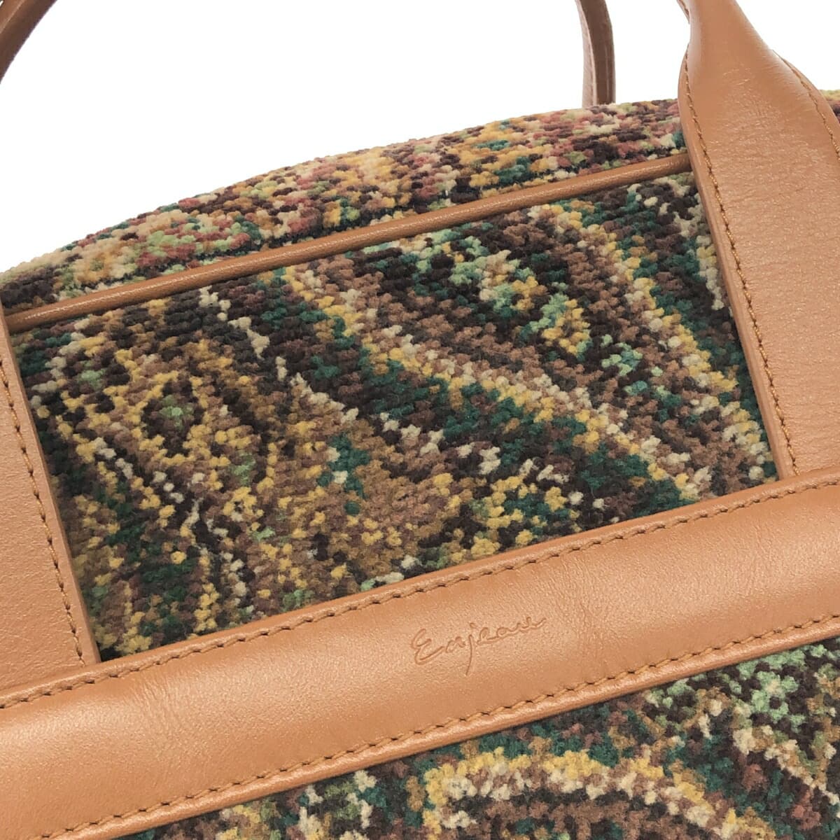 Enjeau handbag in good condition, paisley pattern / chenille weave, brown, ladies 6