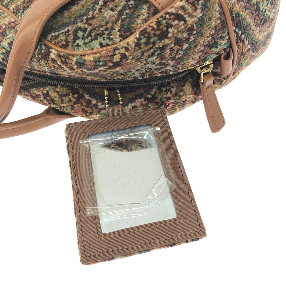 Enjeau handbag in good condition, paisley pattern / chenille weave, brown, ladies 9