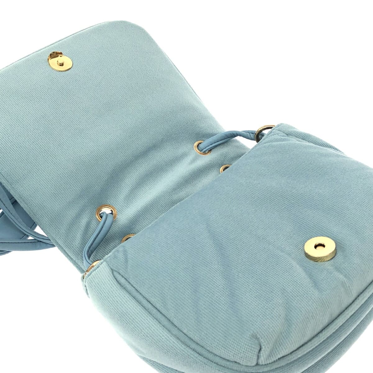 Kitamura Mini Shoulder Bag Good Condition Logo Plate/Pile Fabric/ Light Blue Women's 5