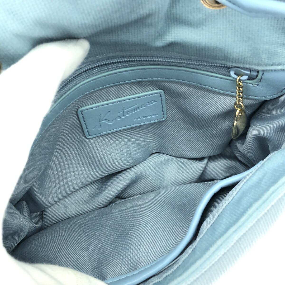 Kitamura Mini Shoulder Bag Good Condition Logo Plate/Pile Fabric/ Light Blue Women's 6