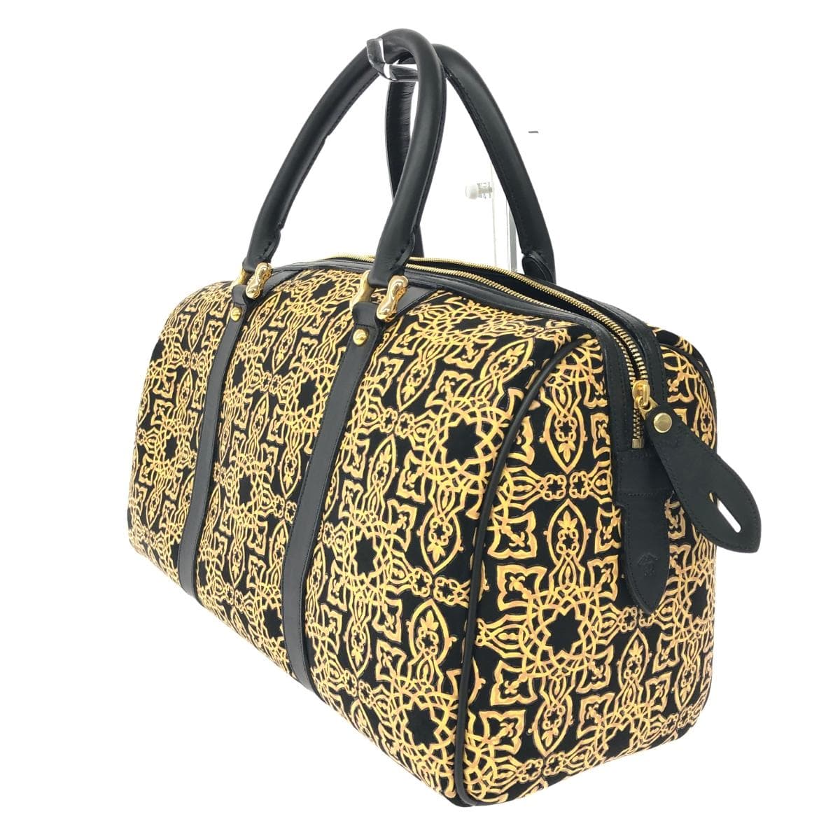 Inden-ya Boston bag in good condition, Geobesque series / Kinart / Arabesque pattern / black deer leather with brown lacquer, unisex 3