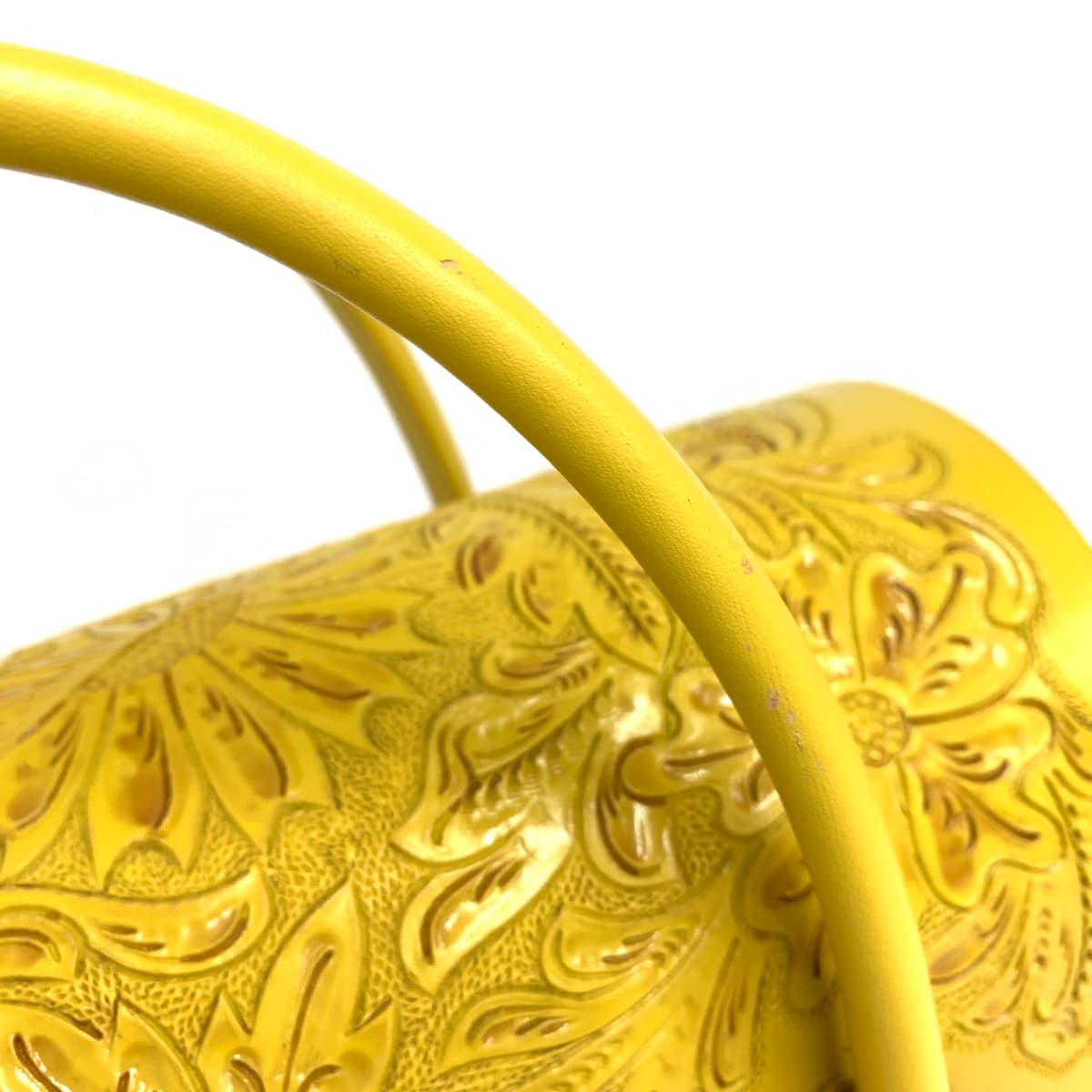 GRACE CONTINENTAL Carving Bag in excellent condition, basket, leather × rattan, yellow/beige, ladies 8