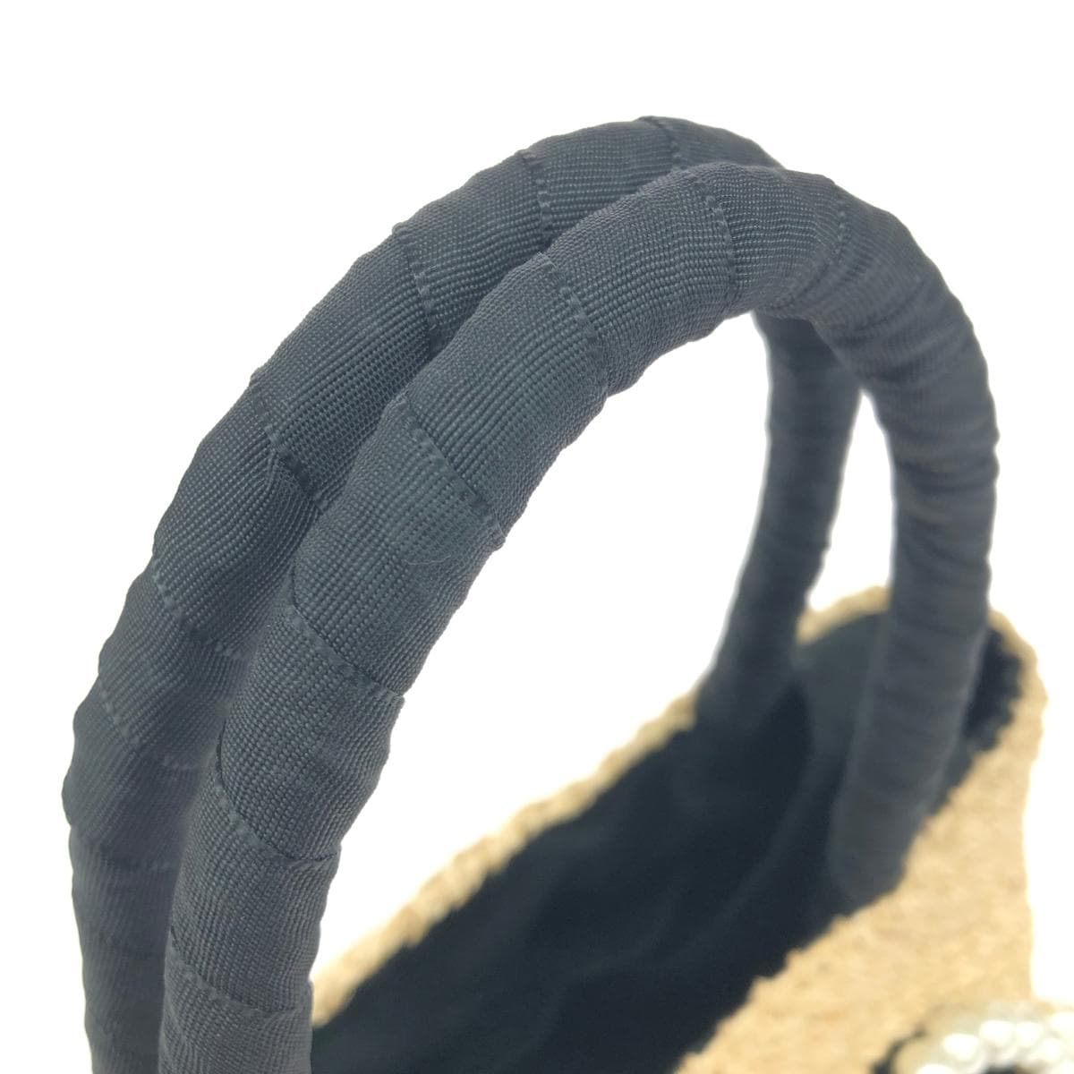 a-jolie Handbag Rafia/Faux Pearl Brown Ladies 5