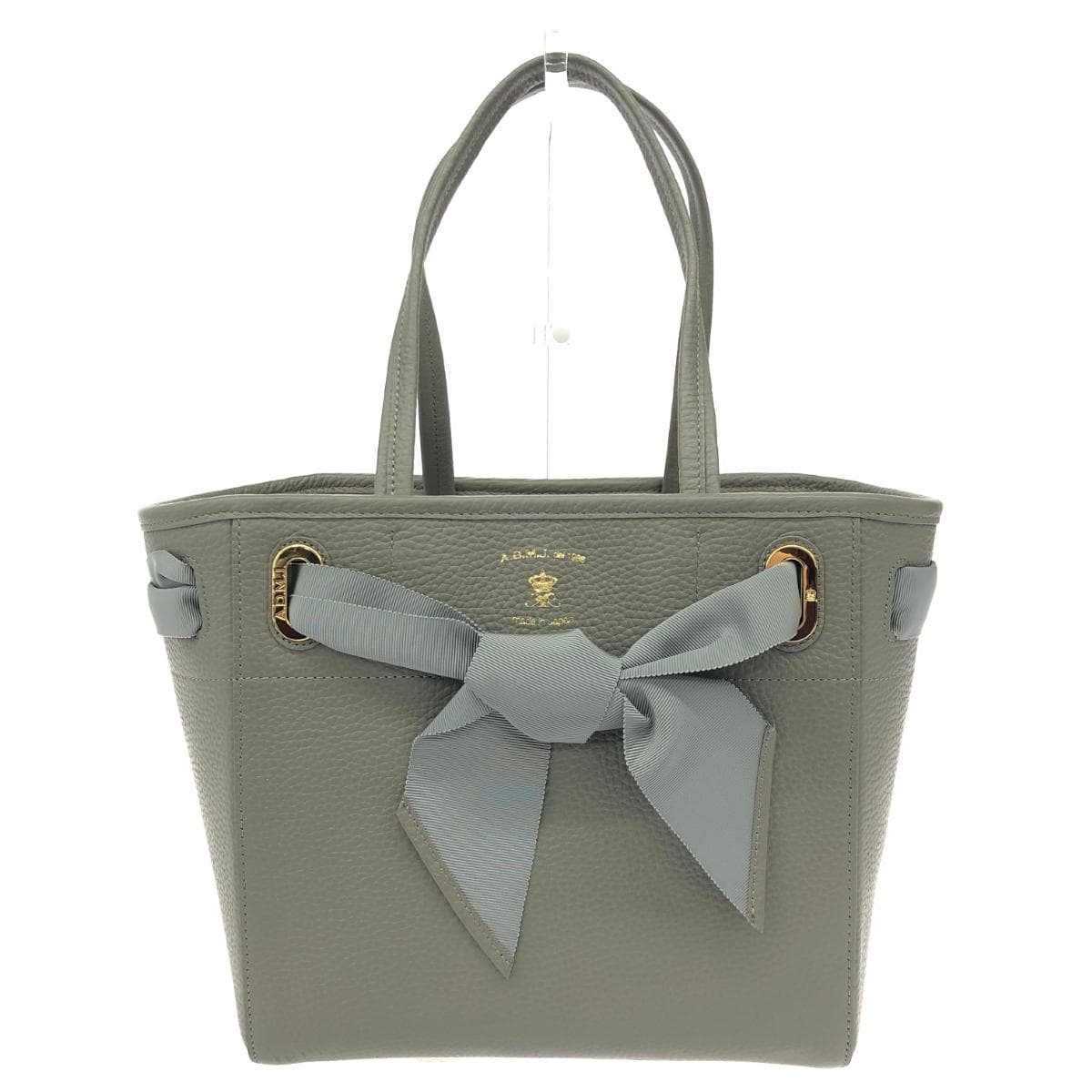A.D.M.J (Accessoires De Mademoiselle) Accessoires De Mademoiselle Jap Grograin Ribbon / Tote Handbag Excellent Condition Leather Gray Women's