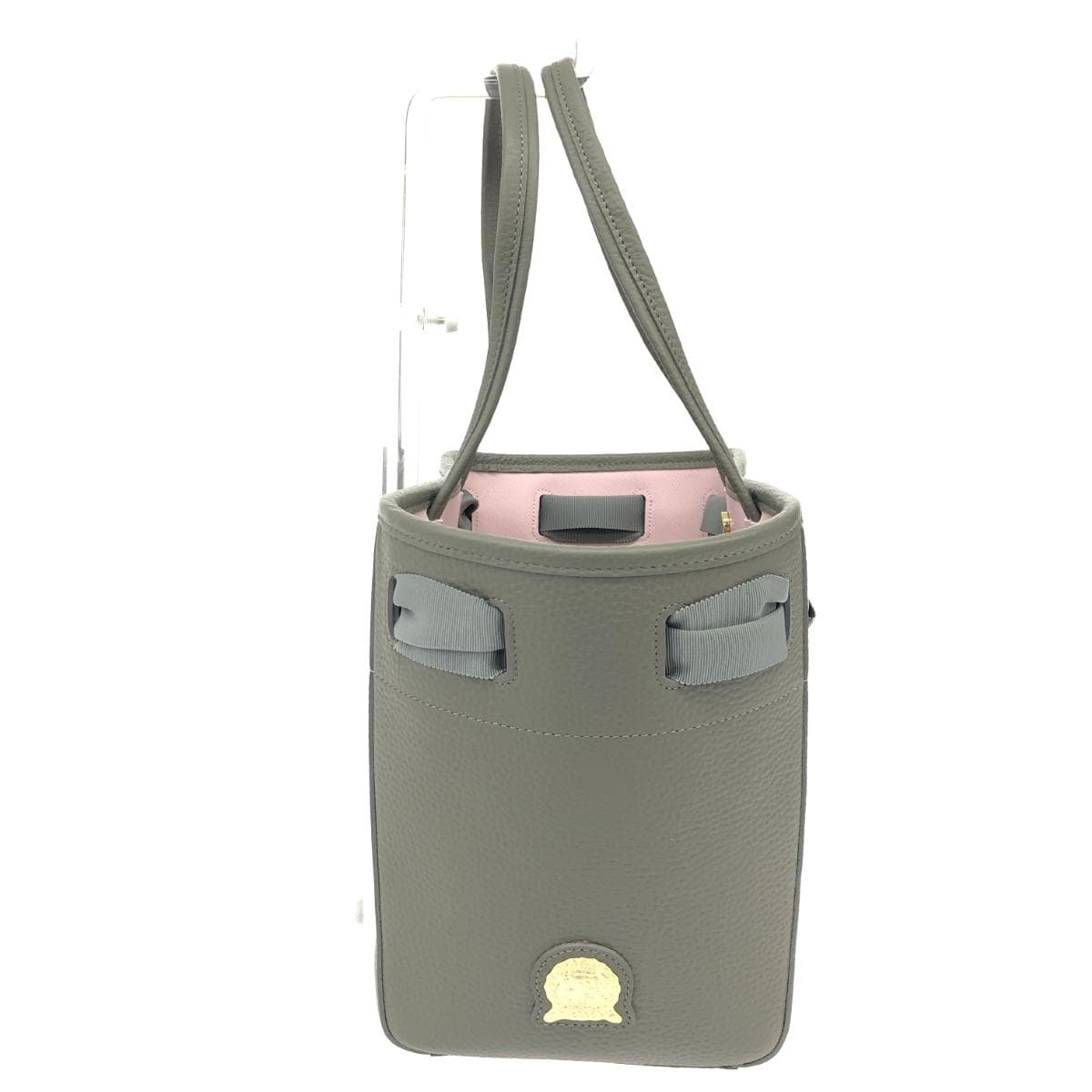 A.D.M.J (Accessoires De Mademoiselle) Accessoires De Mademoiselle Jap Grograin Ribbon / Tote Handbag Excellent Condition Leather Gray Women's 2