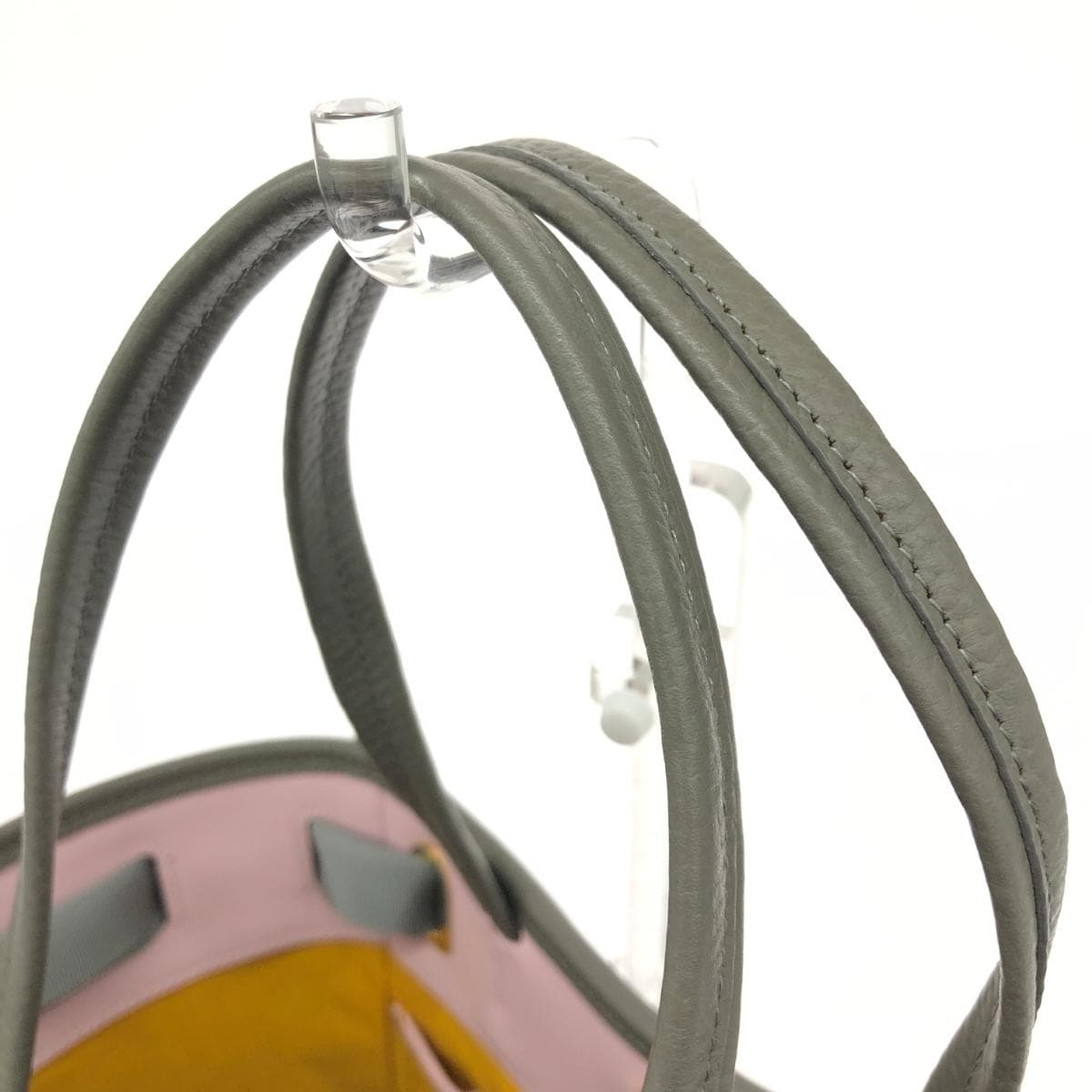 A.D.M.J (Accessoires De Mademoiselle) Accessoires De Mademoiselle Jap Grograin Ribbon / Tote Handbag Excellent Condition Leather Gray Women's 4