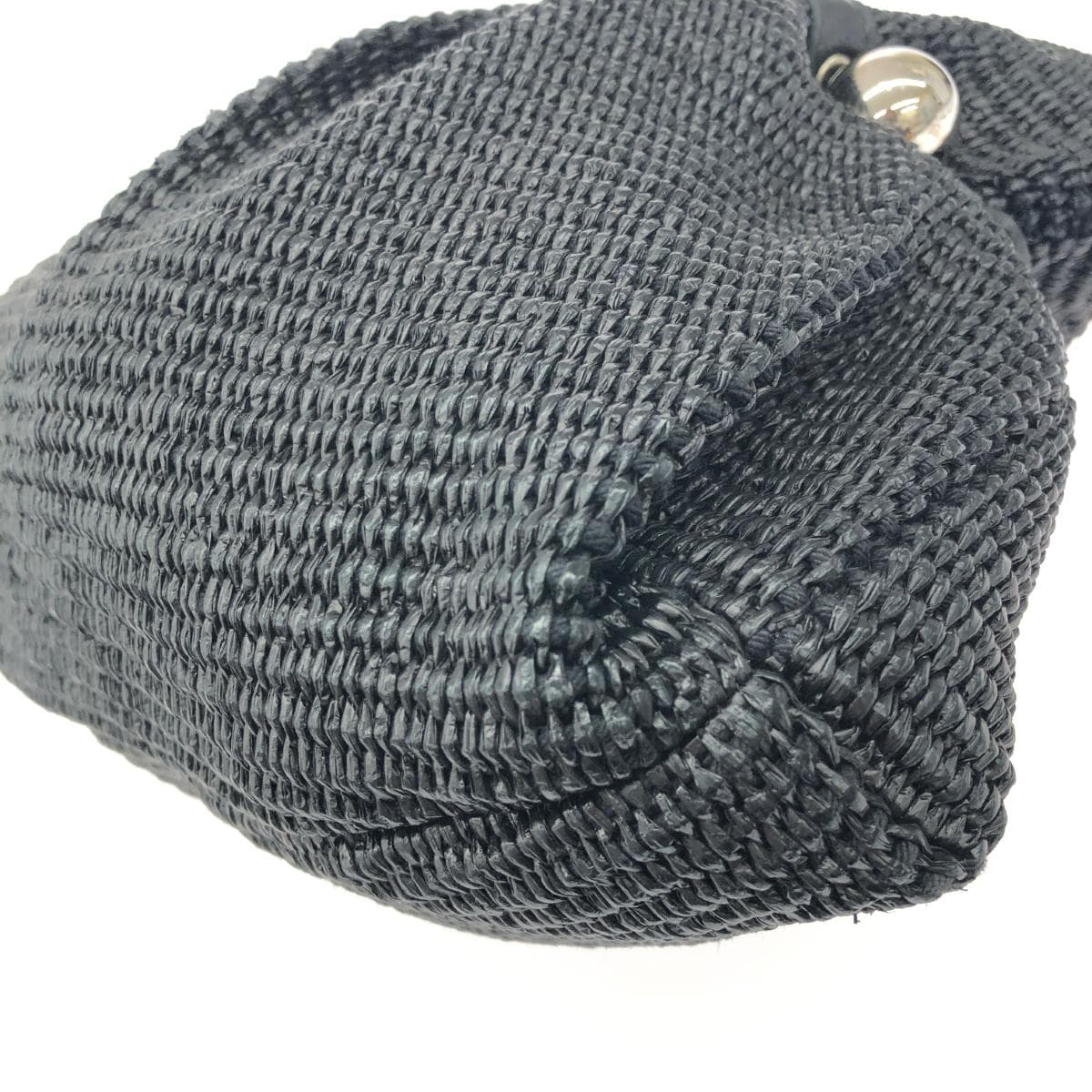 HIROKO KOSHINO Handbag Good Condition Raffia Black Ladies 8