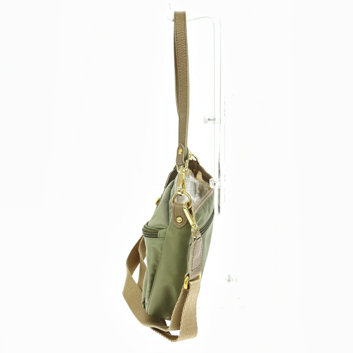 Bonfanti 2WAY mini shoulder bag in excellent condition, nylon/olive, ladies' 2