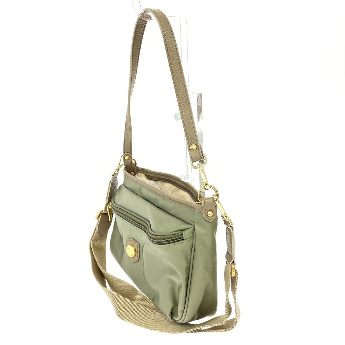 Bonfanti 2WAY mini shoulder bag in excellent condition, nylon/olive, ladies' 3