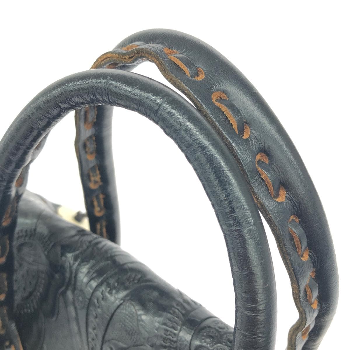 CARVING TRIBES Handbag Leather Black Ladies 4