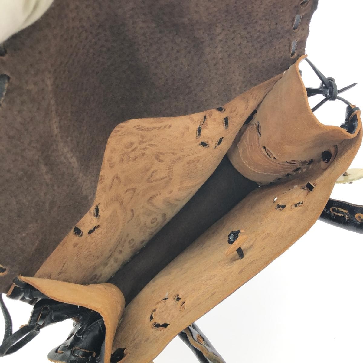 CARVING TRIBES Handbag Leather Black Ladies 6