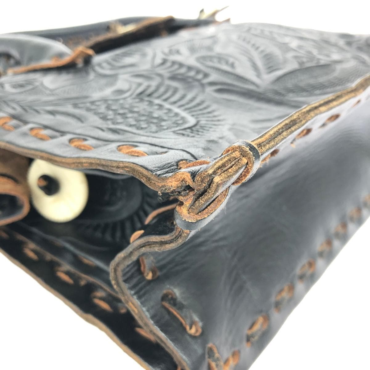 CARVING TRIBES Handbag Leather Black Ladies 7