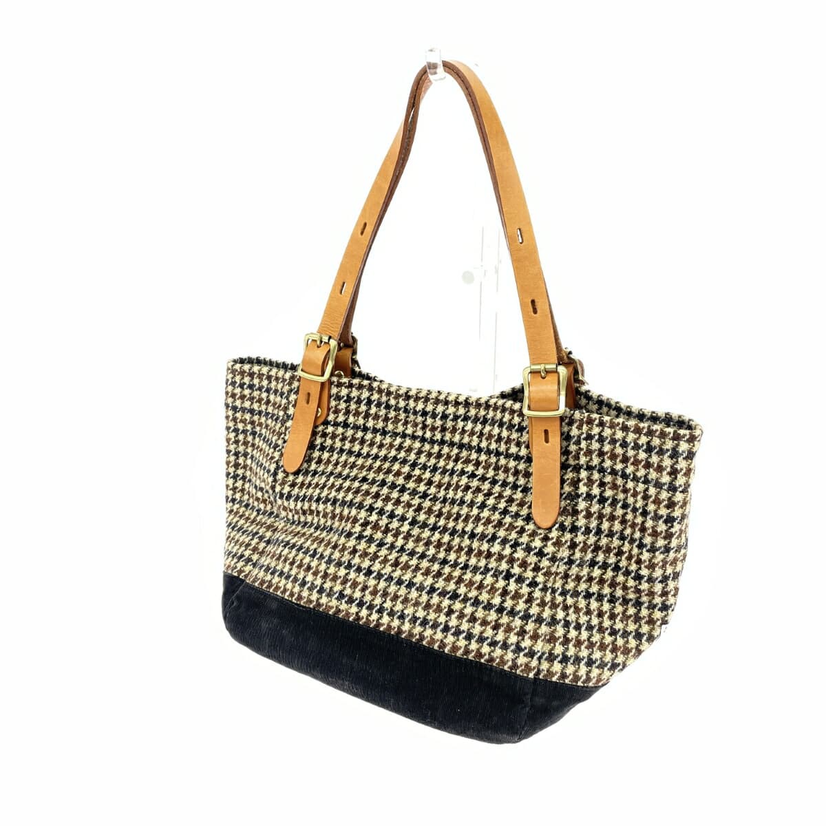 TOPKAPI Tote Bag Check Pattern Corduroy Harris Tweed Brown Ladies 3
