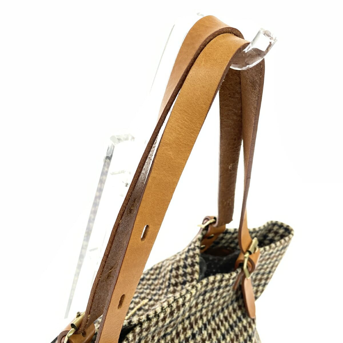 TOPKAPI Tote Bag Check Pattern Corduroy Harris Tweed Brown Ladies 4