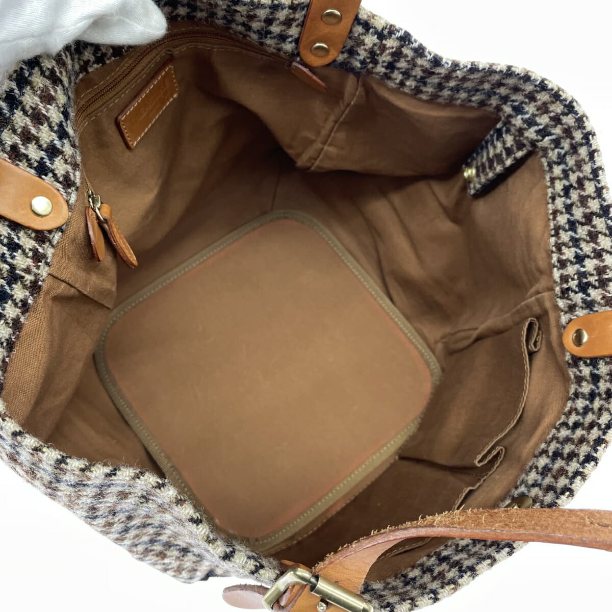 TOPKAPI Tote Bag Check Pattern Corduroy Harris Tweed Brown Ladies 6