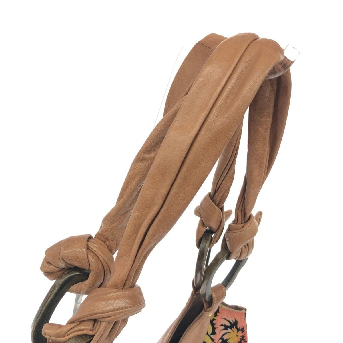 Cal tote bag, flower wood parts, leather, multicolor, ladies 4