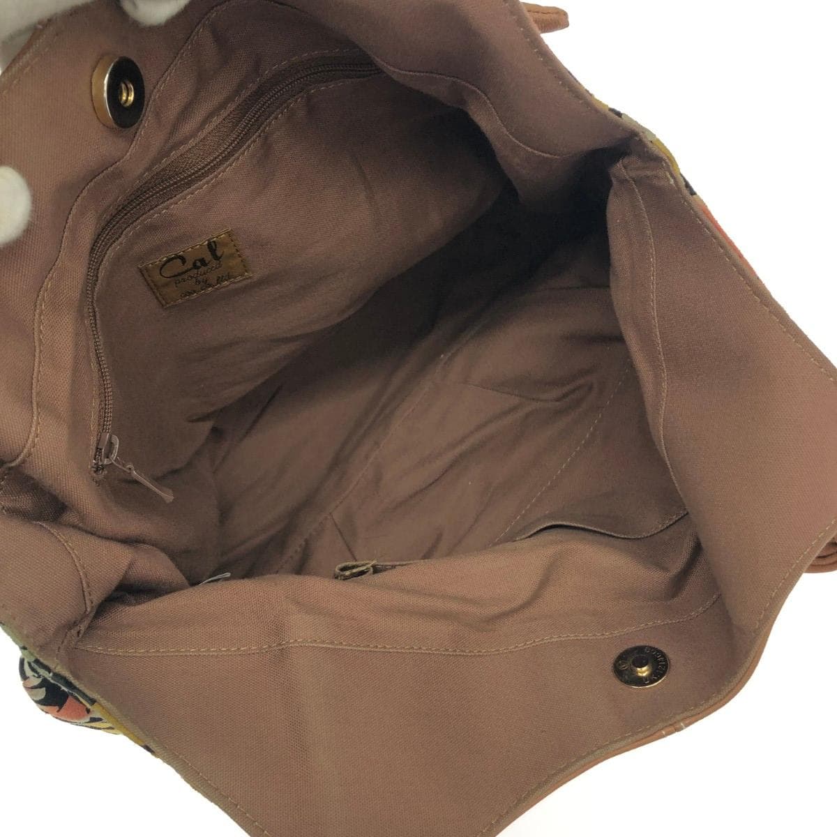 Cal tote bag, flower wood parts, leather, multicolor, ladies 6