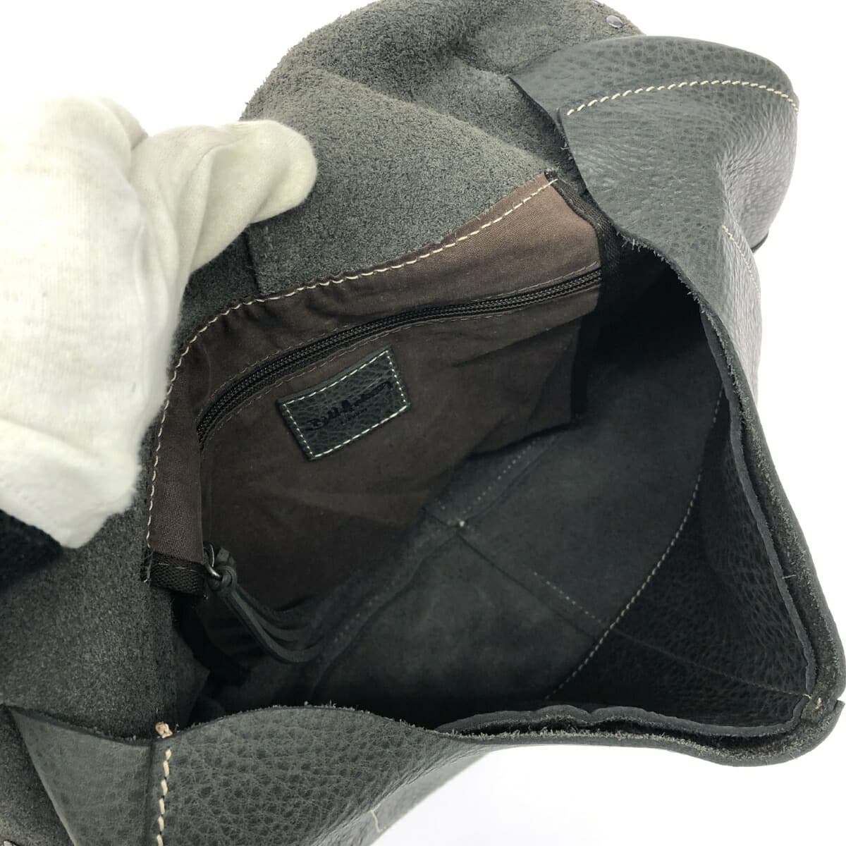 Bill Amberg Shoulder Bag Good Condition Studs Leather Gray Unisex 5