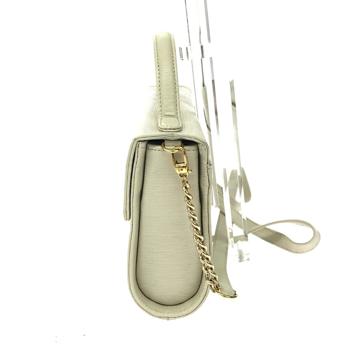 HANAE MORI 2WAY Mini Handbag Circle Hardware/HM Logo/Leather/Cream Vintage White Ladies 2