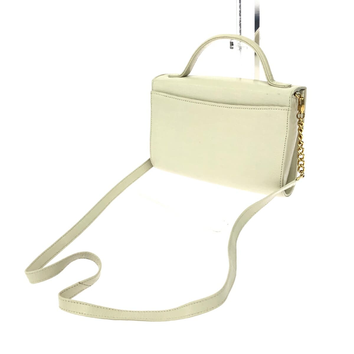 HANAE MORI 2WAY Mini Handbag Circle Hardware/HM Logo/Leather/Ivory Vintage White Ladies 3