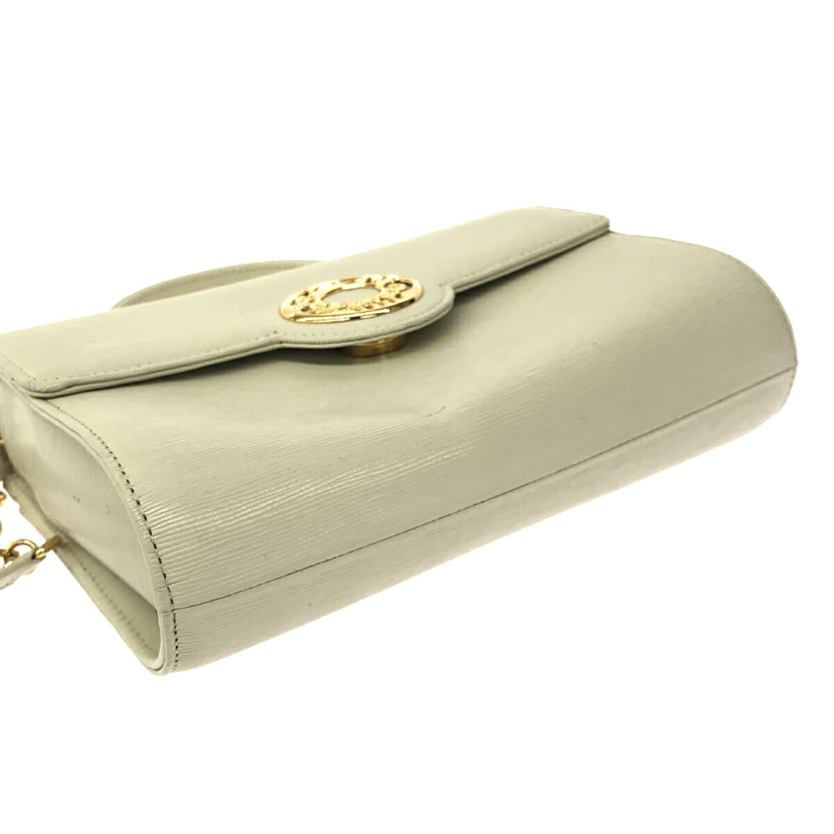 HANAE MORI 2WAY Mini Handbag Circle Hardware/HM Logo/Leather/Ivory Vintage White Ladies 4