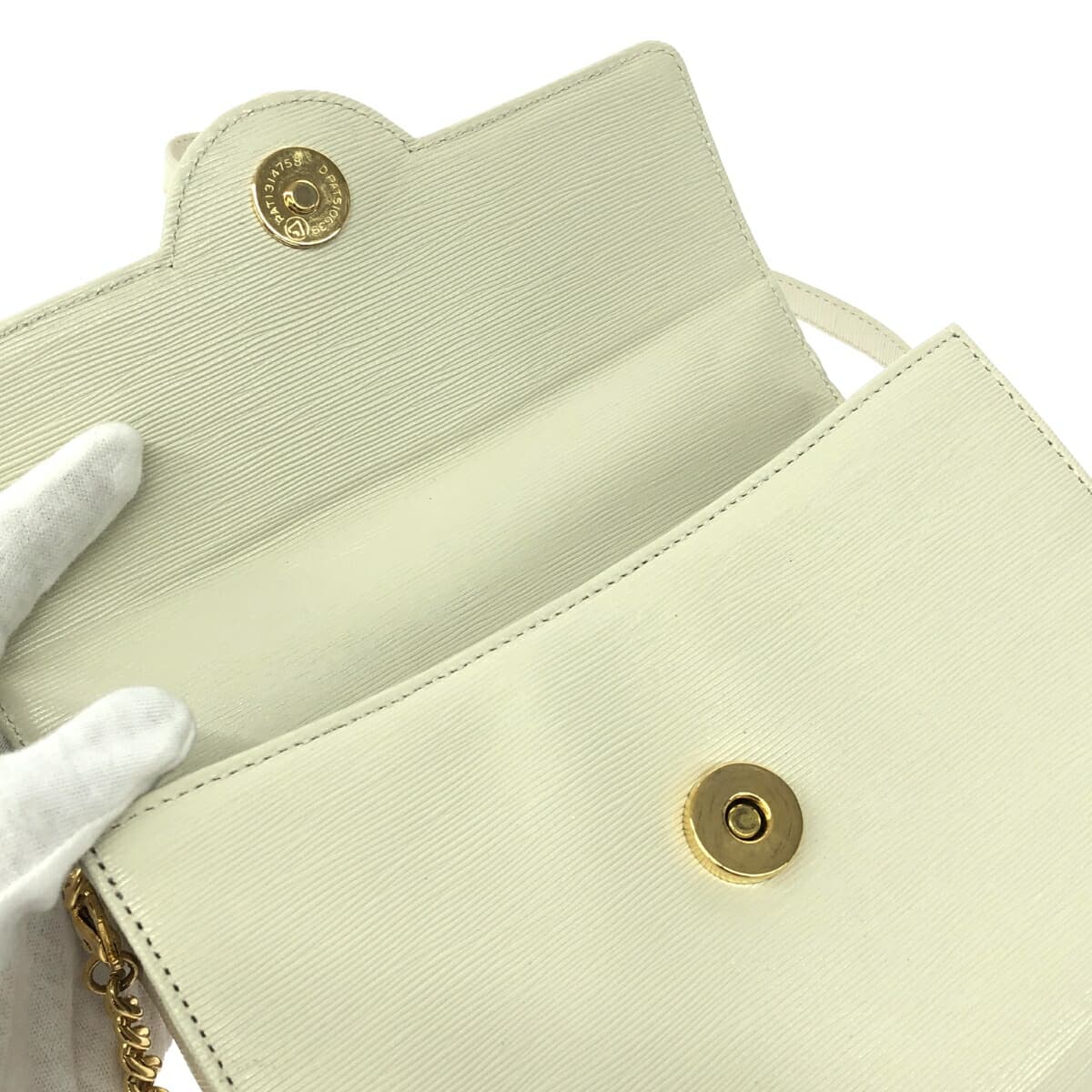 HANAE MORI 2WAY Mini Handbag Circle Hardware/HM Logo/Leather/Ivory Vintage White Ladies 5