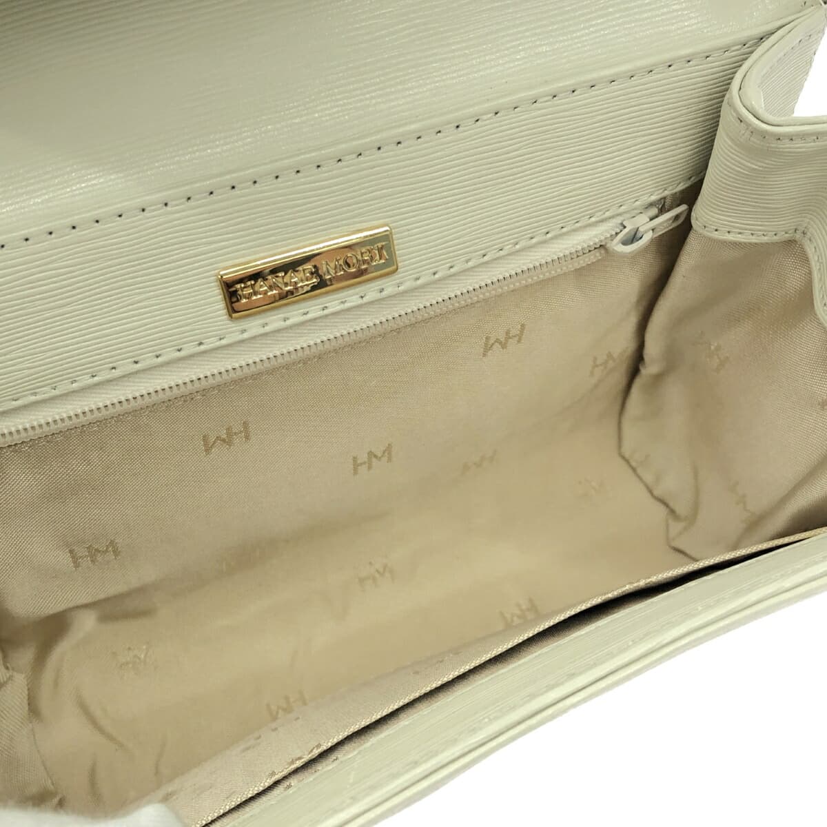HANAE MORI 2WAY Mini Handbag Circle Hardware/HM Logo/Leather/Ivory Vintage White Ladies 6