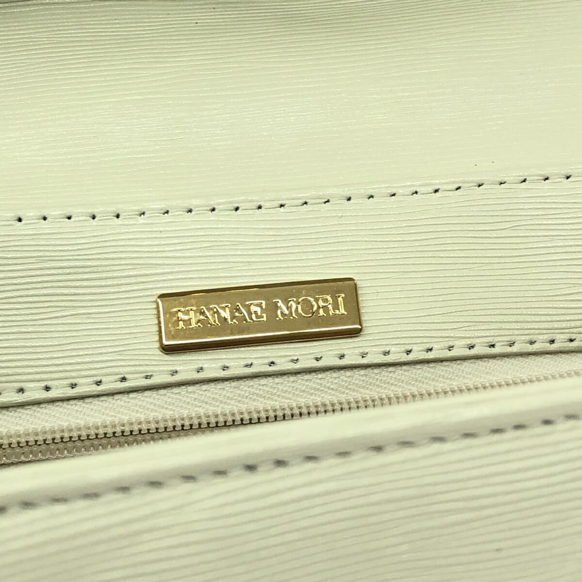 HANAE MORI 2WAY Mini Handbag Circle Hardware/HM Logo/Leather/Ivory Vintage White Ladies 7