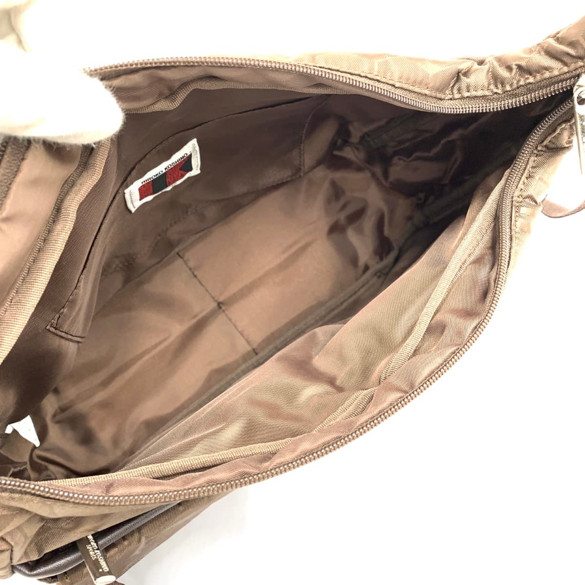 HIROKO KOSHINO Hiroko Koshino Sports/Shoulder Bag in excellent condition, logo/nylon, brown, ladies 6