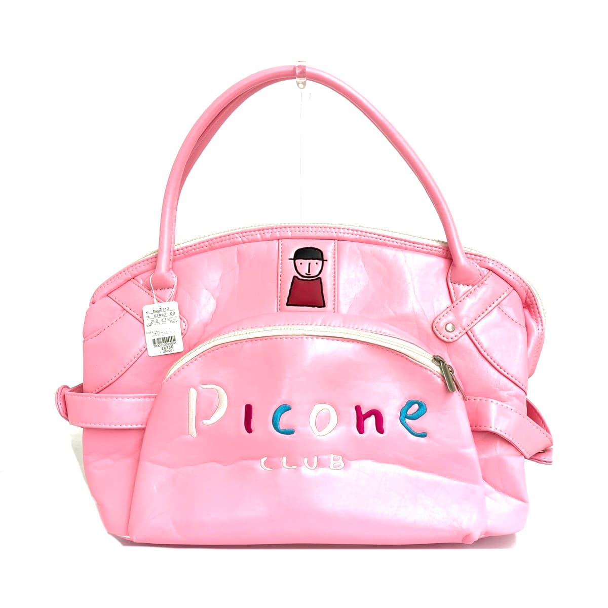PICONE Piccone Boston Bag Unused Item Priest Pattern Logo PVC Pink Women's