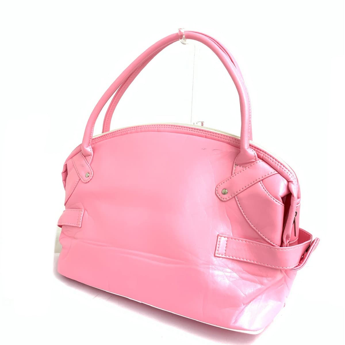 PICONE Piccone Boston Bag Unused Item Priest Pattern Logo PVC Pink Women's 3