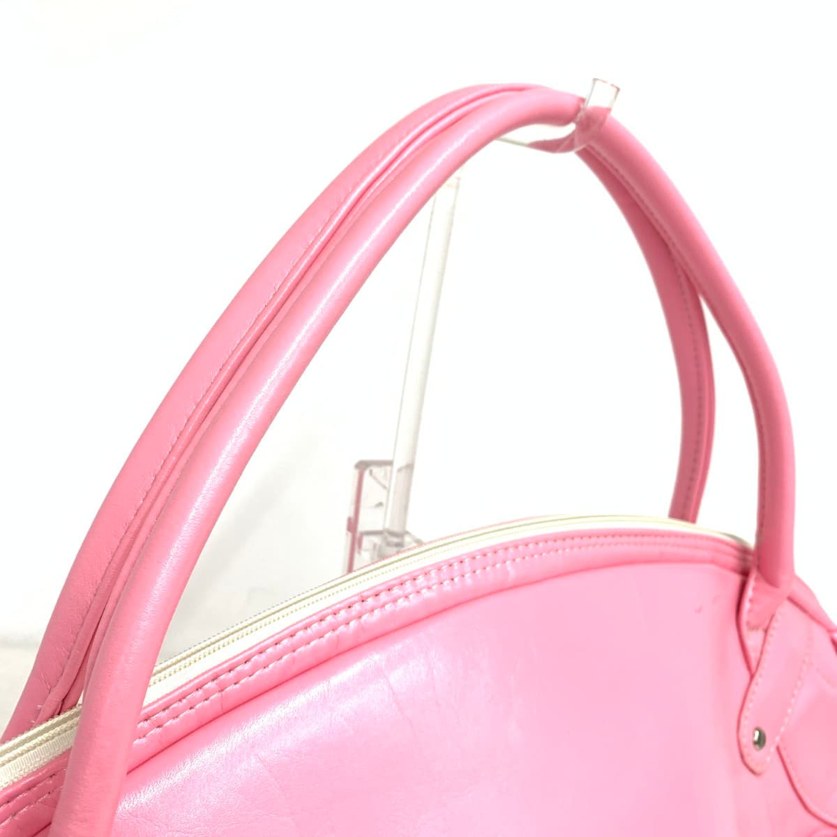 PICONE Piccone Boston Bag Unused Item Priest Pattern Logo PVC Pink Women's 4