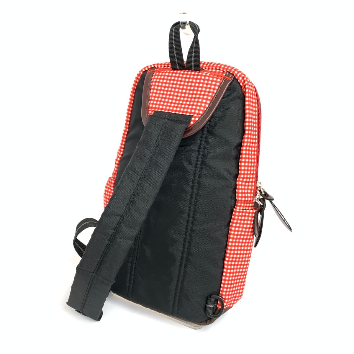 Champion body bag in good condition, check pattern, nylon, red, unisex 3