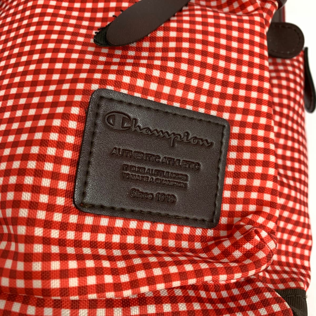 Champion body bag in good condition, check pattern, nylon, red, unisex 5