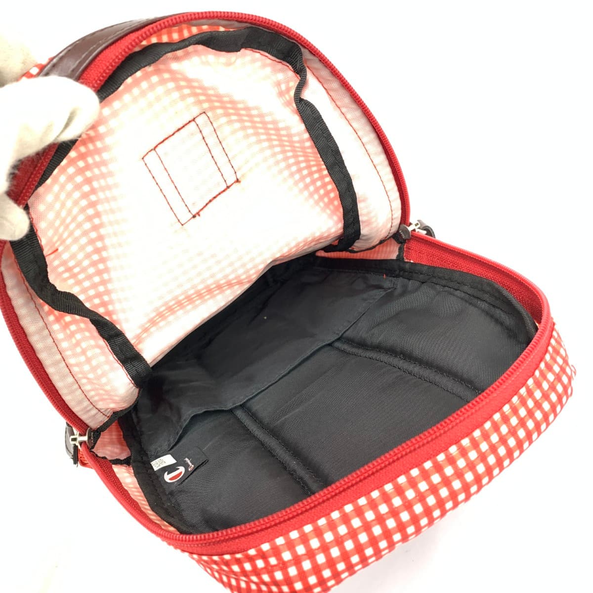 Champion body bag in good condition, check pattern, nylon, red, unisex 6