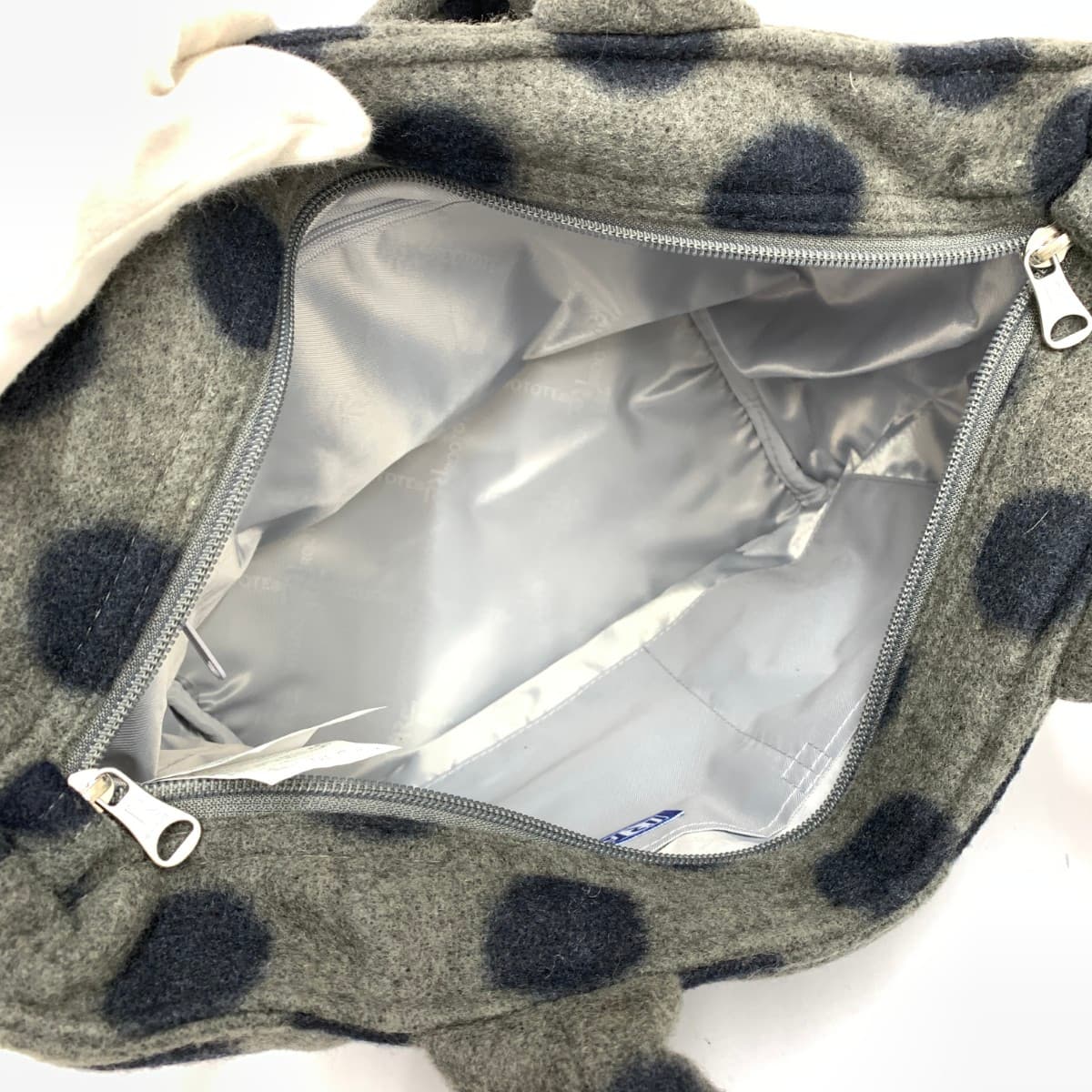 ROOTOTE Tote Bag Unused Item Feather Lou Dot Pattern Felt Gray Women's 7