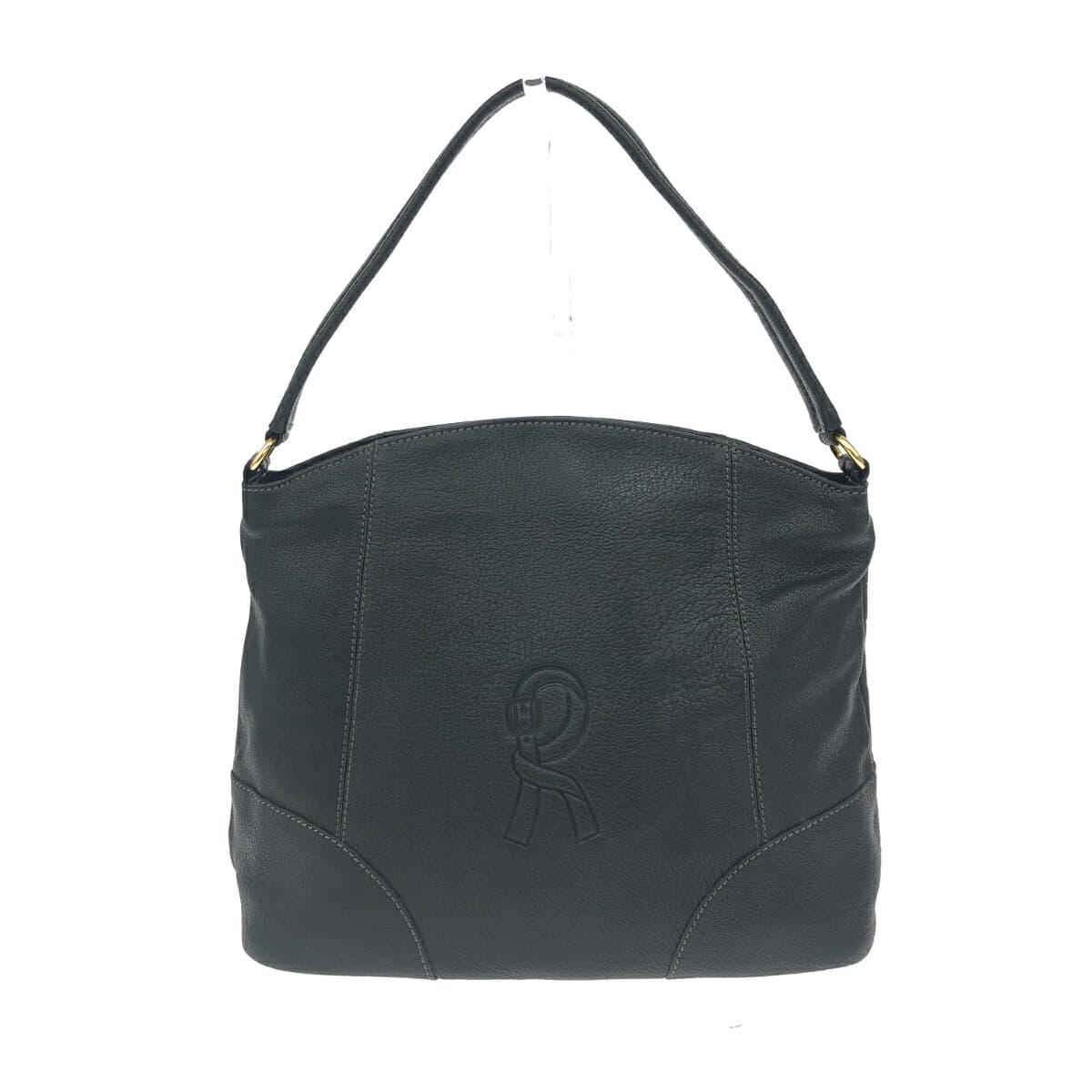 ROBERTA DI CAMERINO Roberta di Camerino Rane Bag Good Condition R Logo Embossed / Leather Black Ladies