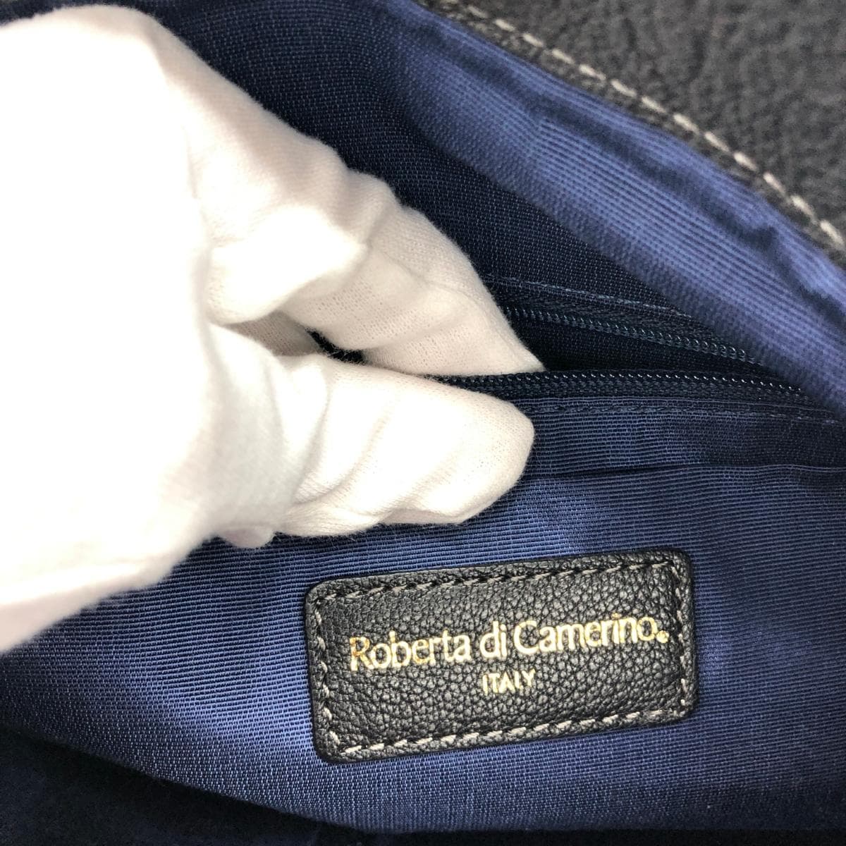 ROBERTA DI CAMERINO Roberta di Camerino Rane Bag Good Condition R Logo Embossed / Leather Black Ladies 6