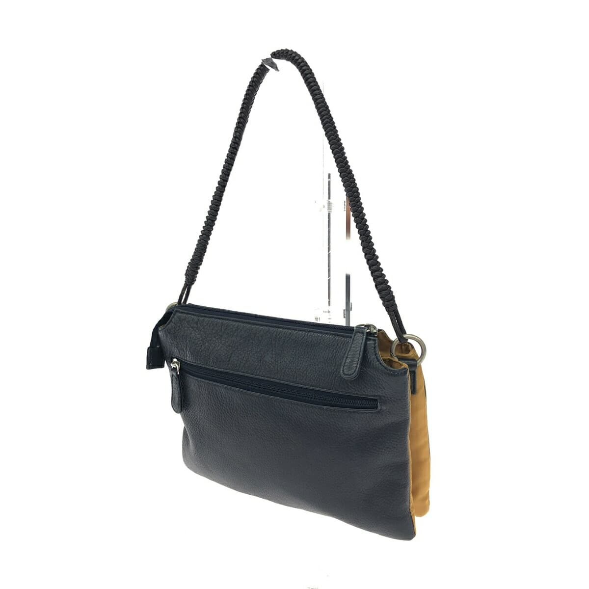 Ginza Yoshinoya One Shoulder Bag - Woven Handle / Leather - Navy - Women's 3