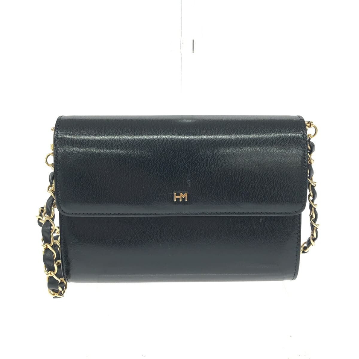 HANAE MORI Shoulder Bag HM Logo / Leather Black Ladies