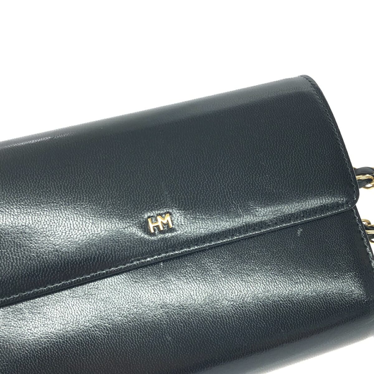 HANAE MORI Shoulder Bag HM Logo / Leather Black Ladies 8